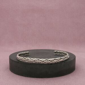 sterling silver vintage braided cuff bracelet size 7in